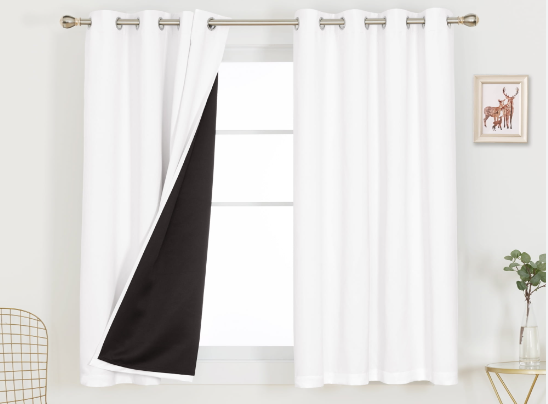 Curtain de débordement blanc de 52 pouces x 63 pouces