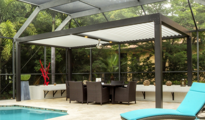 Pergola en aluminium de belvédère de toit escamotable imperméable réglable avec des auvents réglables