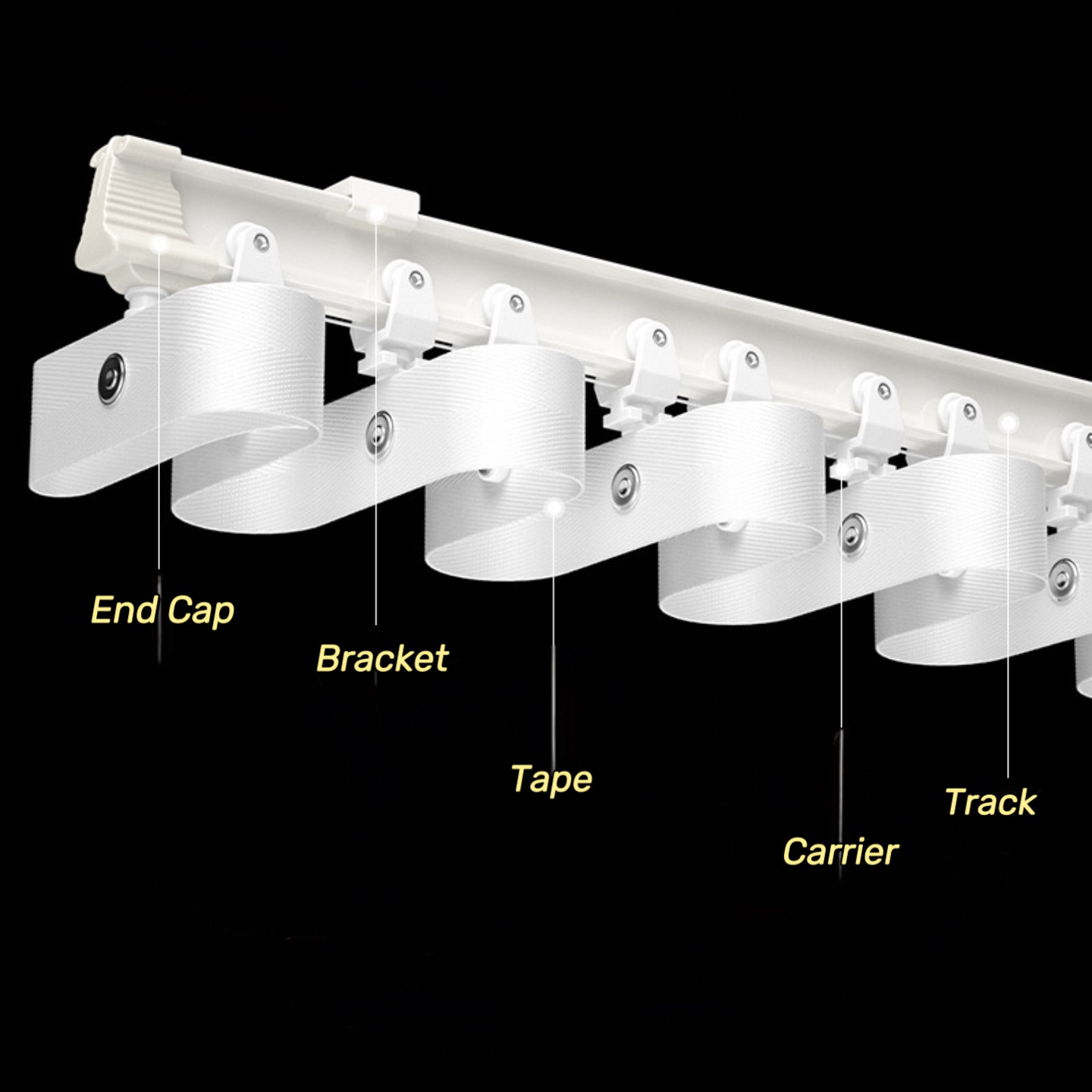 Système de rail de rideau pliable en S