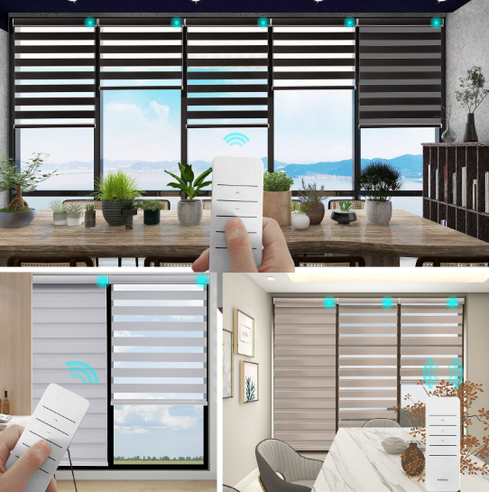 stores de tissu combi zèbre personnalisés avec moteur