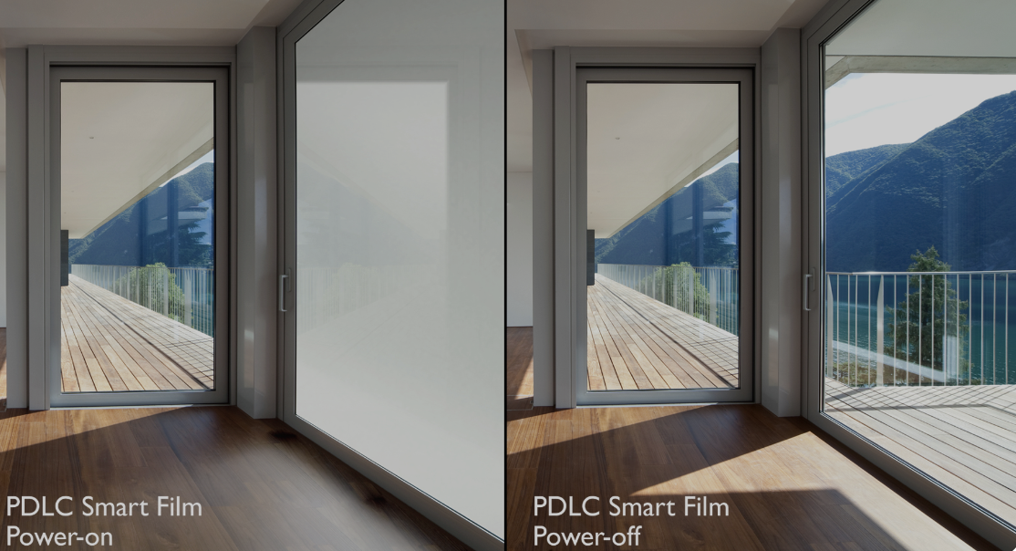 Film PDLC transparent commutable électrique