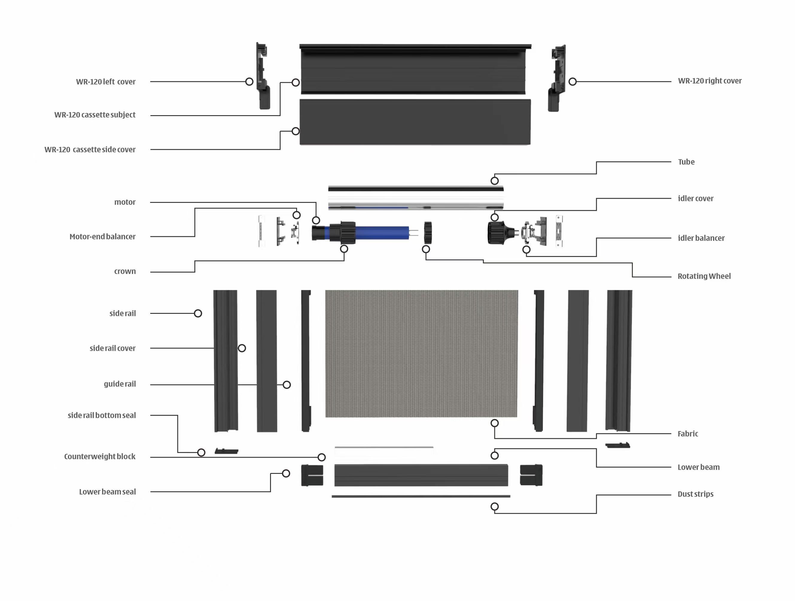 Image de blinds à rouleaux d'extérieur à distance